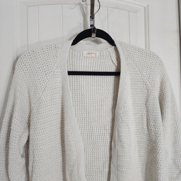 Fat Face Cardigan Sweater Womens 8 White Long Sleeve Pockets Open Front Knit - Picture 3 of 10